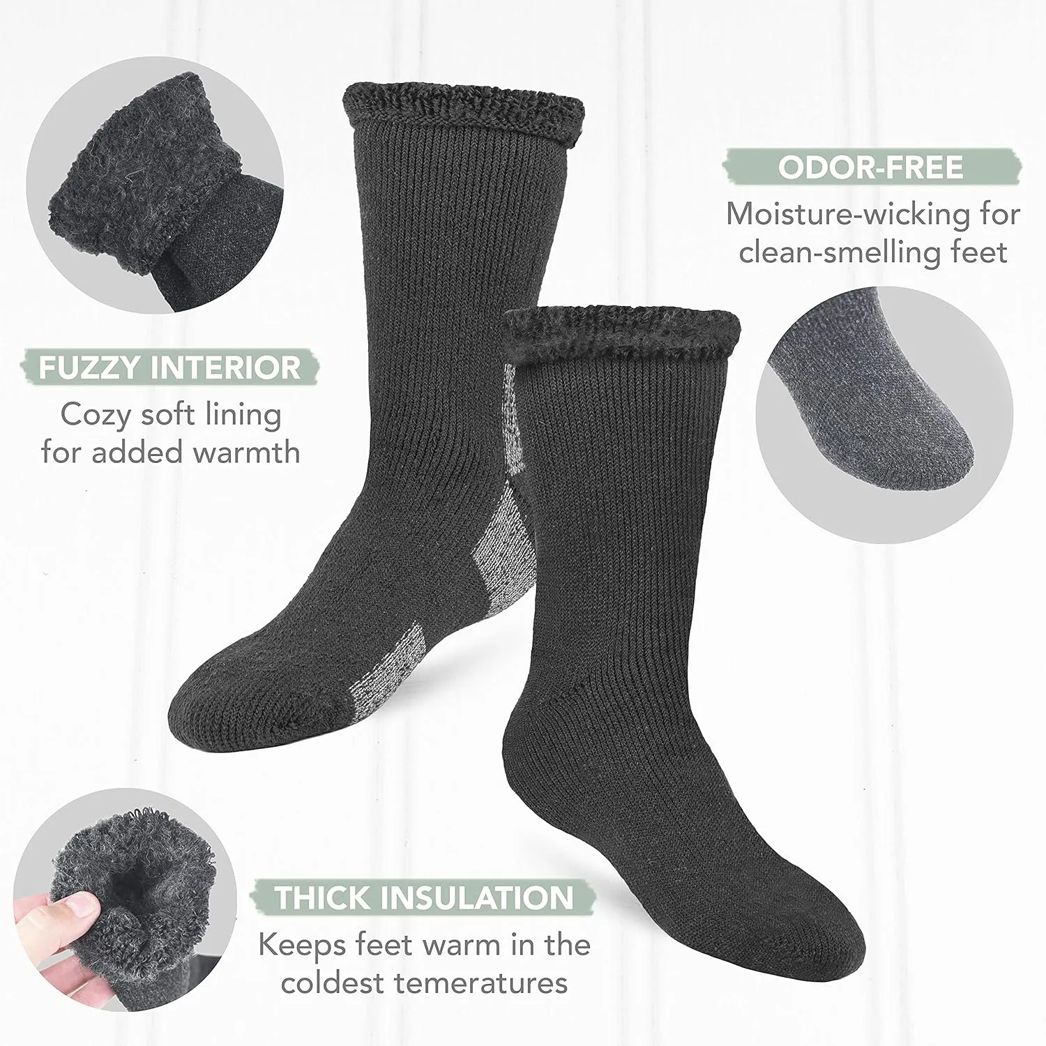 Debra Weitzner Thermal Socks for Men Women Warm Socks 4/6 Pairs Crew Winter Thick Boot Socks