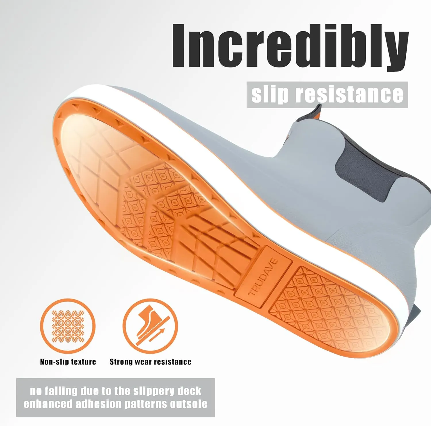 Deck Boots for Men, Men's Waterproof Insulated Reliable Rain Boots, Anti-Slip Ankle Rubber Boots with High-Traction for Fishing Boating, Size 6-14