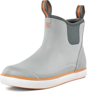 Deck Boots for Men, Men's Waterproof Insulated Reliable Rain Boots, Anti-Slip Ankle Rubber Boots with High-Traction for Fishing Boating, Size 6-14