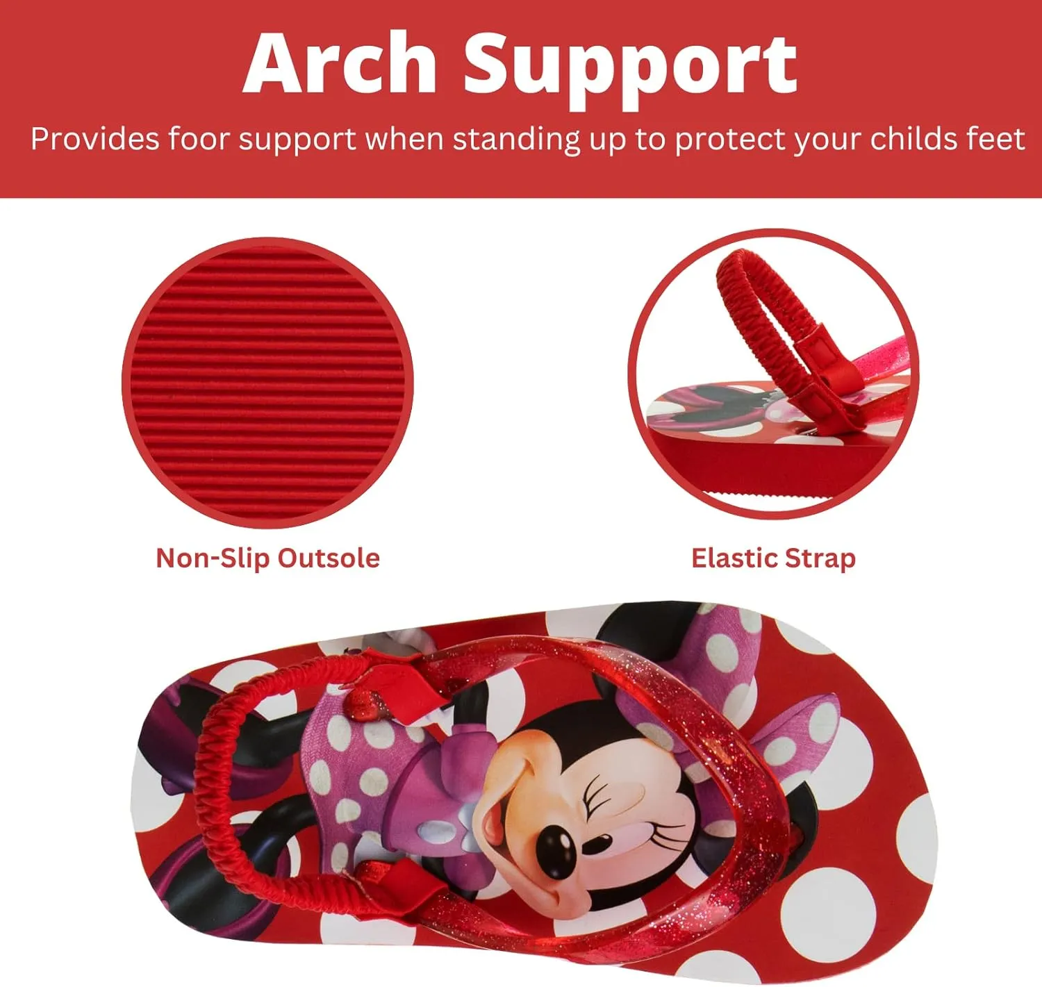 Disney Girls Boys Character Flip Flops Sandals Kids Water Shoes - Minnie Mickey Moana Toy Story Frozen Cars Encanto Princess Thong Beach Slides Slip On Quick Dry (Toddler-Little Kid)