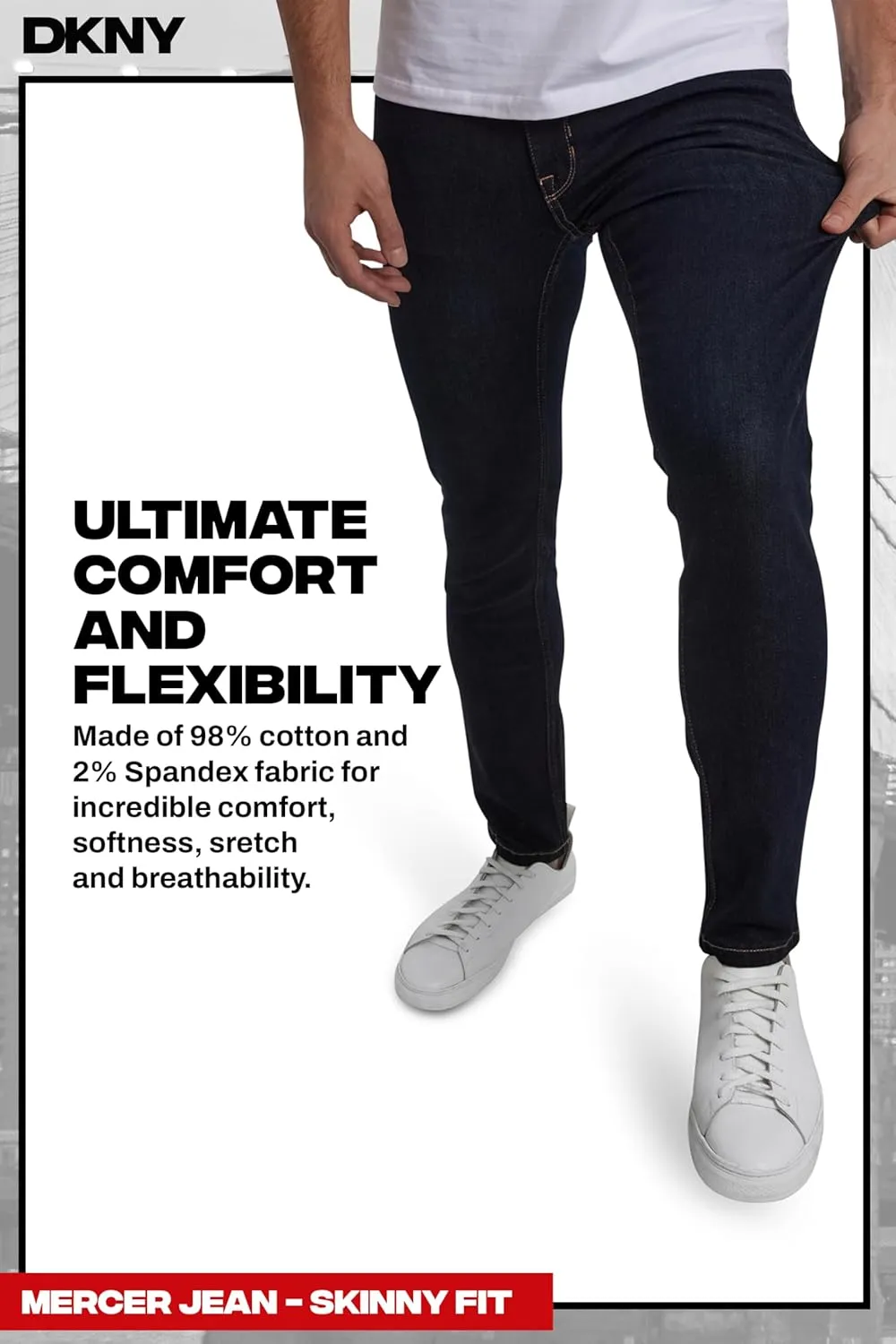 DKNY Mens Skinny Jeans for Men - Stretch Denim Classic 5 Pocket Men's Skinny Jeans | Stretch Fit Denim for Men