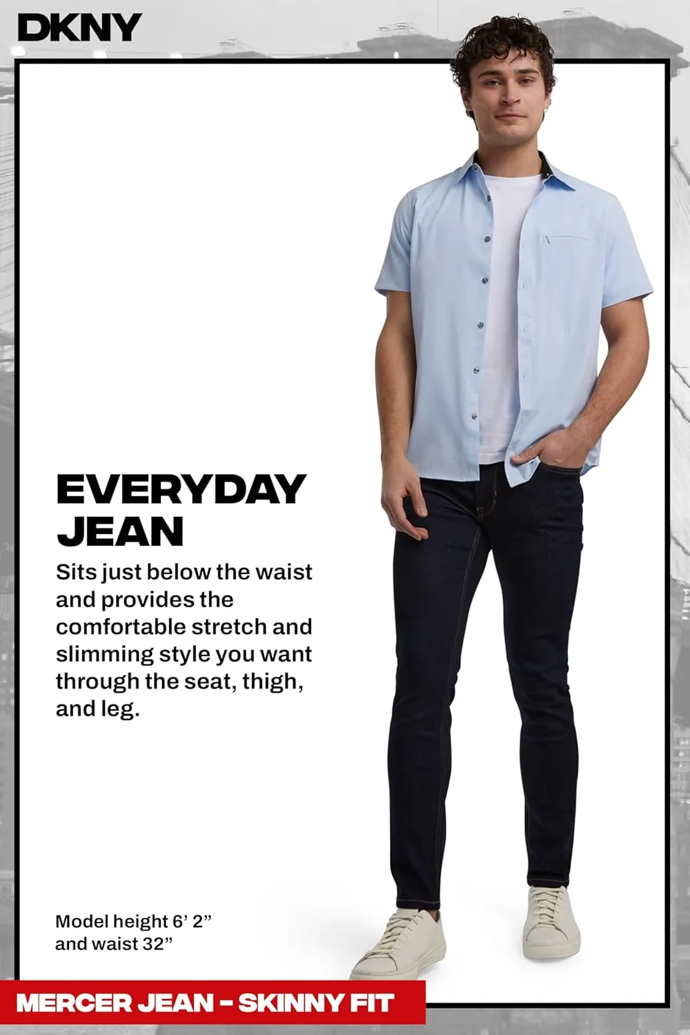 DKNY Mens Skinny Jeans for Men - Stretch Denim Classic 5 Pocket Men's Skinny Jeans | Stretch Fit Denim for Men