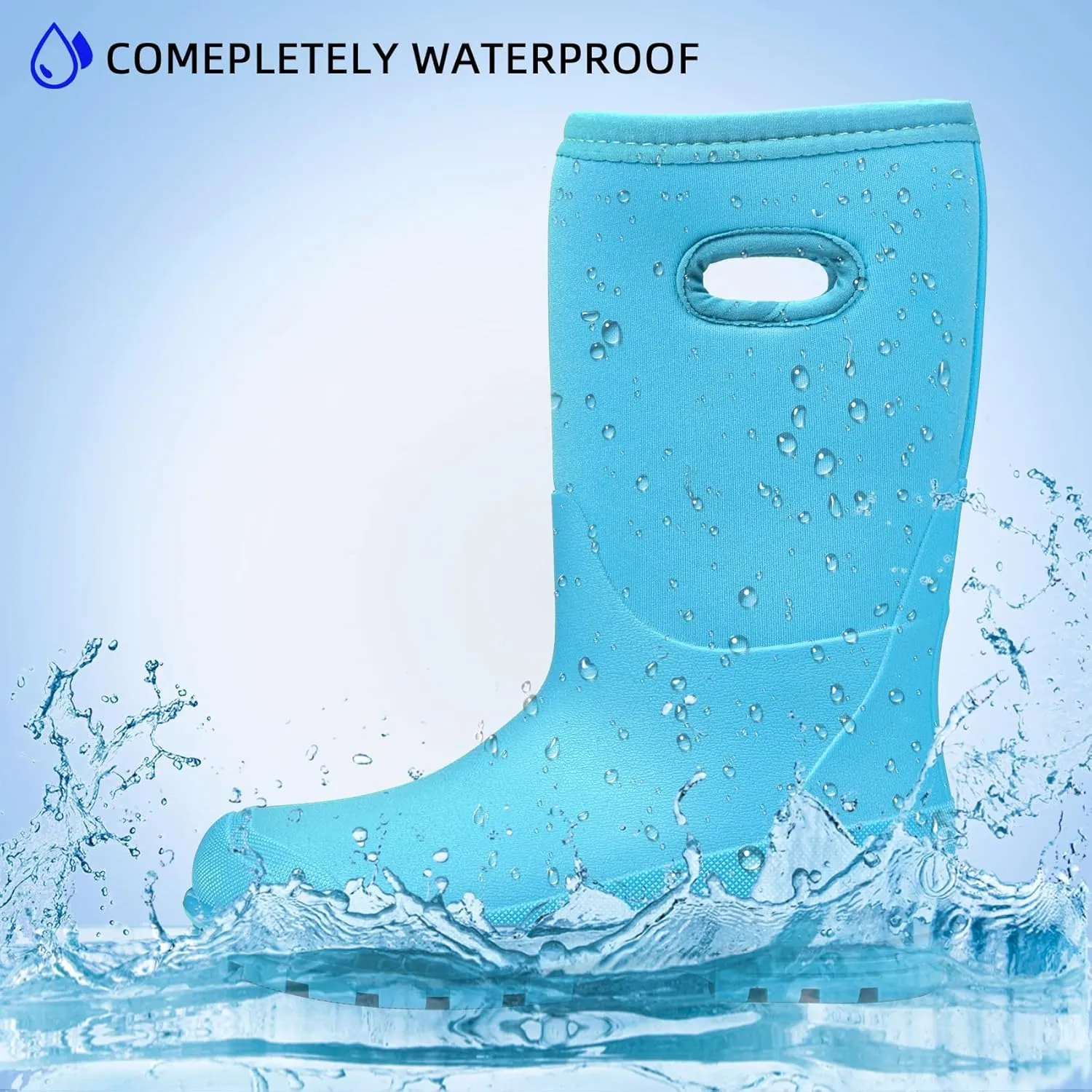 DKSUKO Kid's Muck Rain Boots for Girls and Boys,Winter Snow Waterproof Insulated Neoprene Rubber Boots