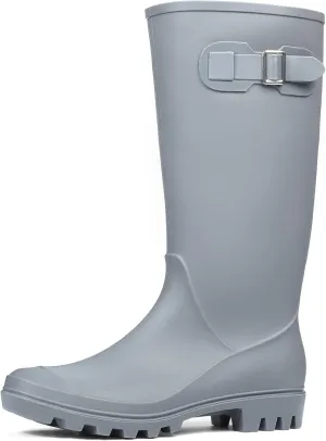DKSUKO Waterproof Womens Rain Boots insulated,Lightweight Rubber fashion Boots in Gardening,Warm and Comfortable Wide Calf Rain Boots with Glossy in Outdoor