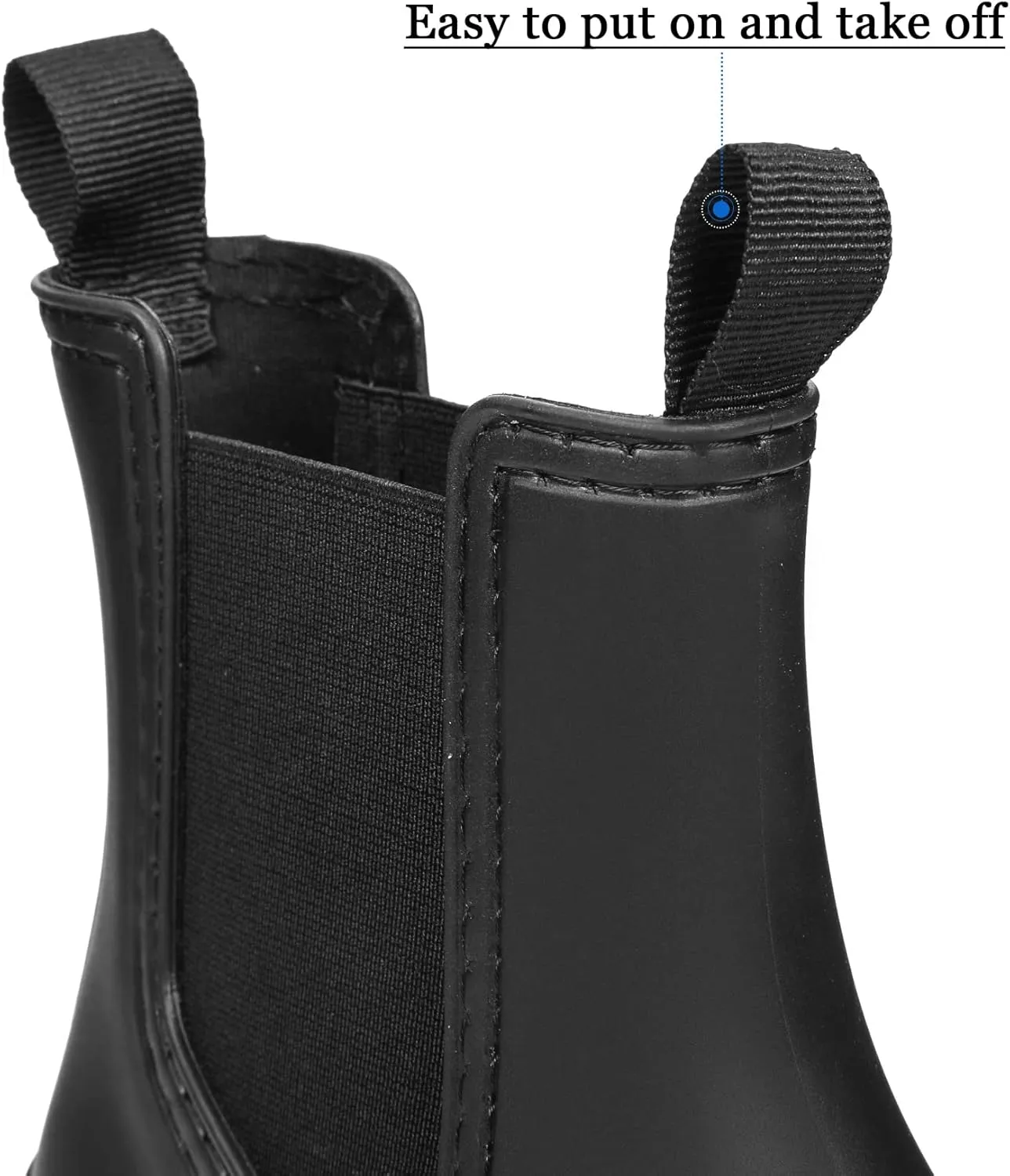 DKSUKO Women's Short Rain Boots Rubber Waterproof Garden Boots Elastic Slip On Ankle Chelsea Boot Fashion Insulated Rain Shoe for Outdoor Work Thick Sole