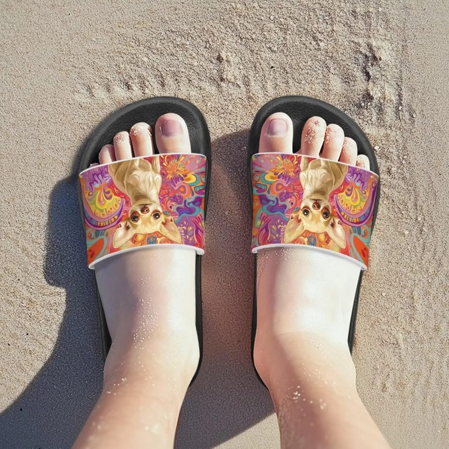 Doojoayie Cute Pet Little Girls Slip On Sandals Wide Fit for Kids Outdoor Play