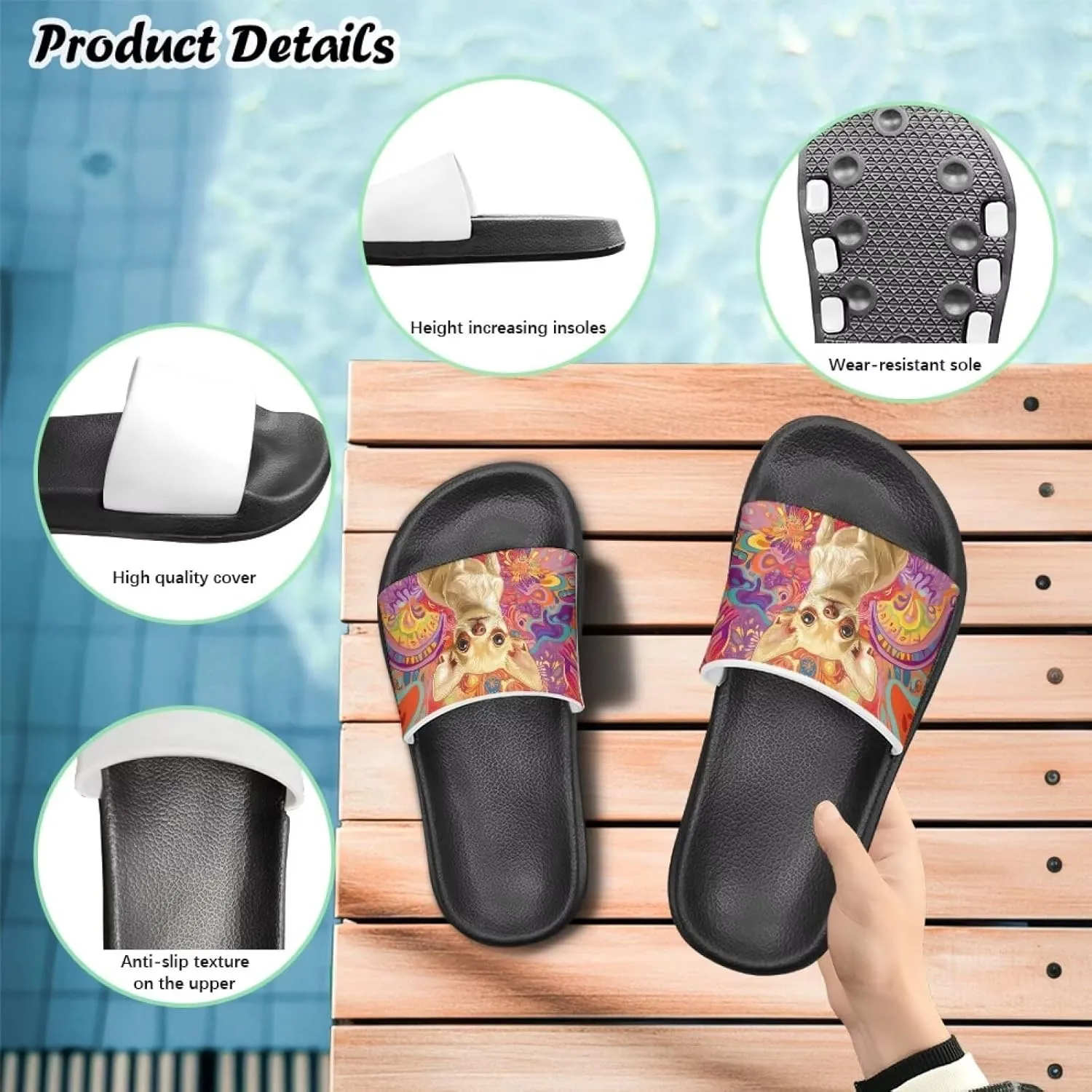 Doojoayie Cute Pet Little Girls Slip On Sandals Wide Fit for Kids Outdoor Play
