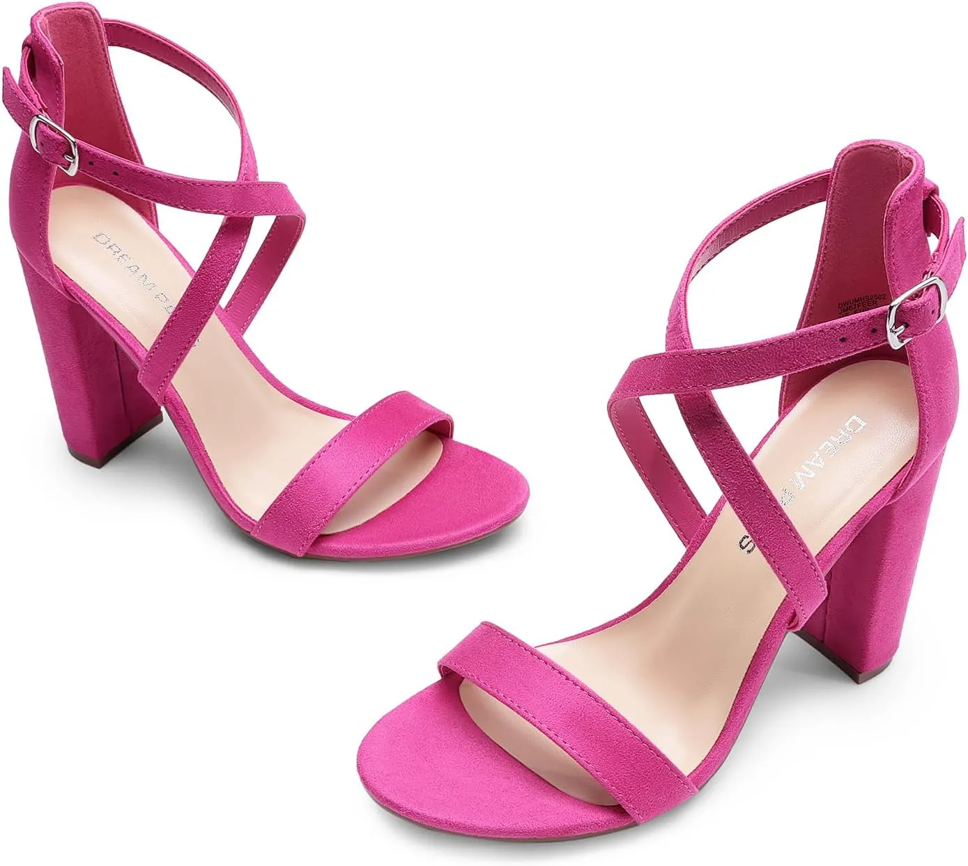 DREAM PAIRS 4 inch High Heels for Women Chunky Block Cross Strap Open Toe Dress Sandals for Wedding Bridal Evening Homecoming Prom