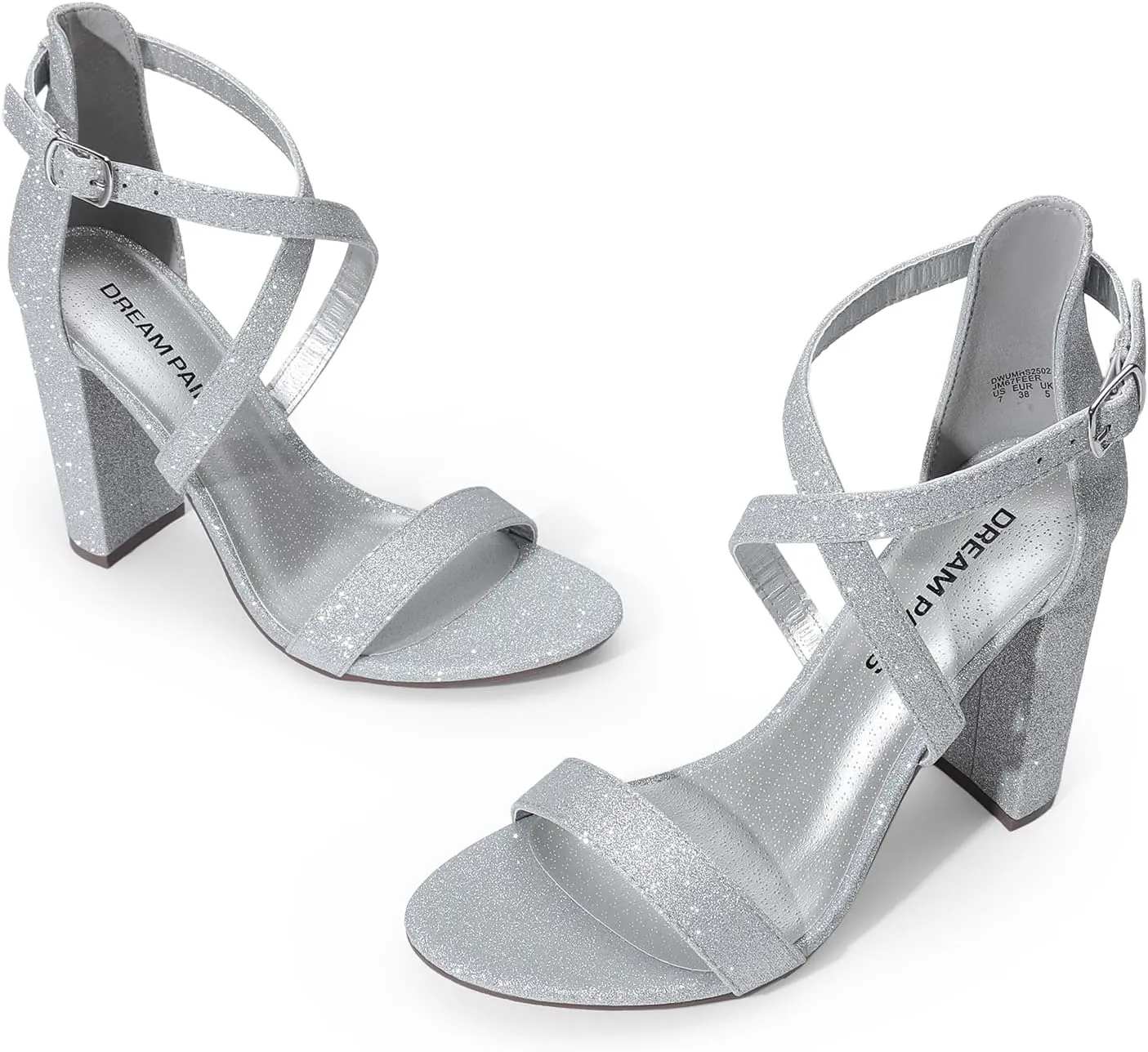DREAM PAIRS 4 inch High Heels for Women Chunky Block Cross Strap Open Toe Dress Sandals for Wedding Bridal Evening Homecoming Prom