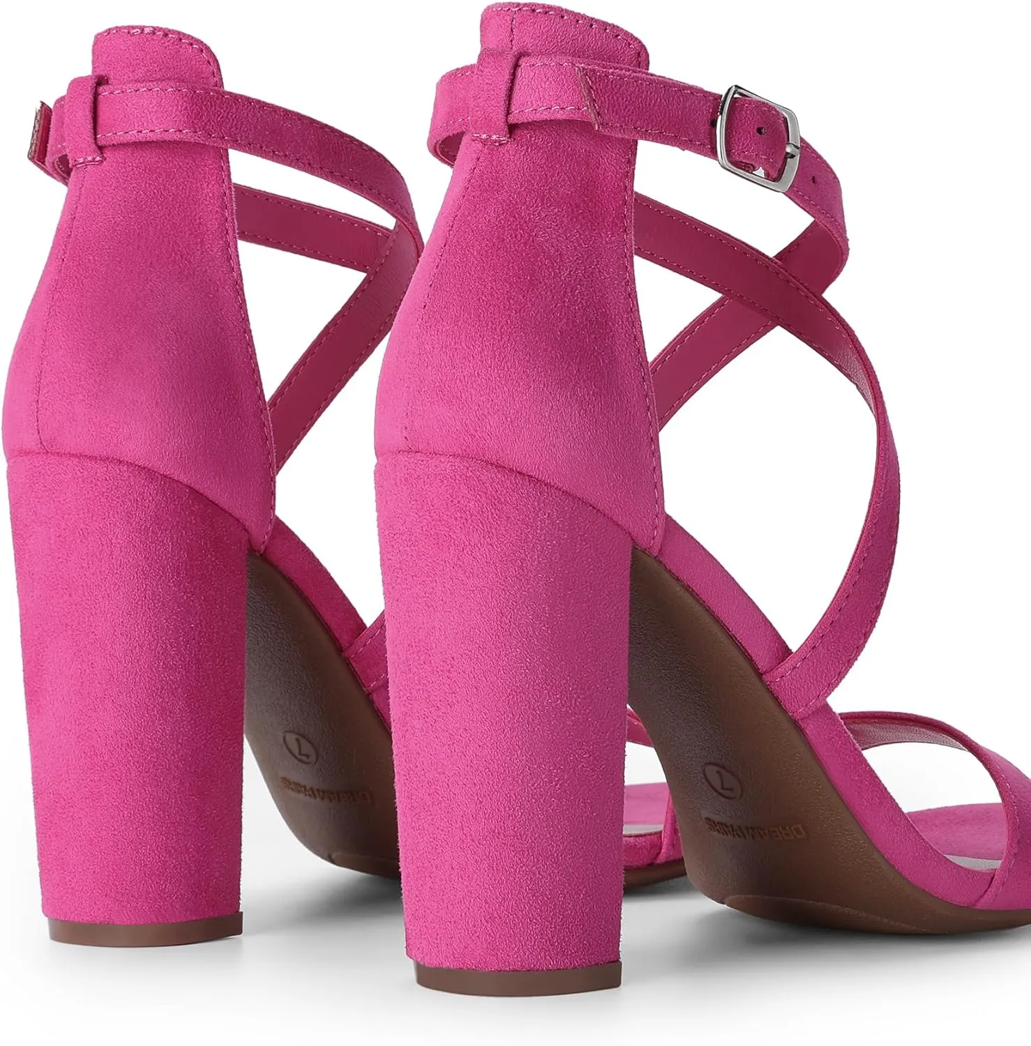 DREAM PAIRS 4 inch High Heels for Women Chunky Block Cross Strap Open Toe Dress Sandals for Wedding Bridal Evening Homecoming Prom