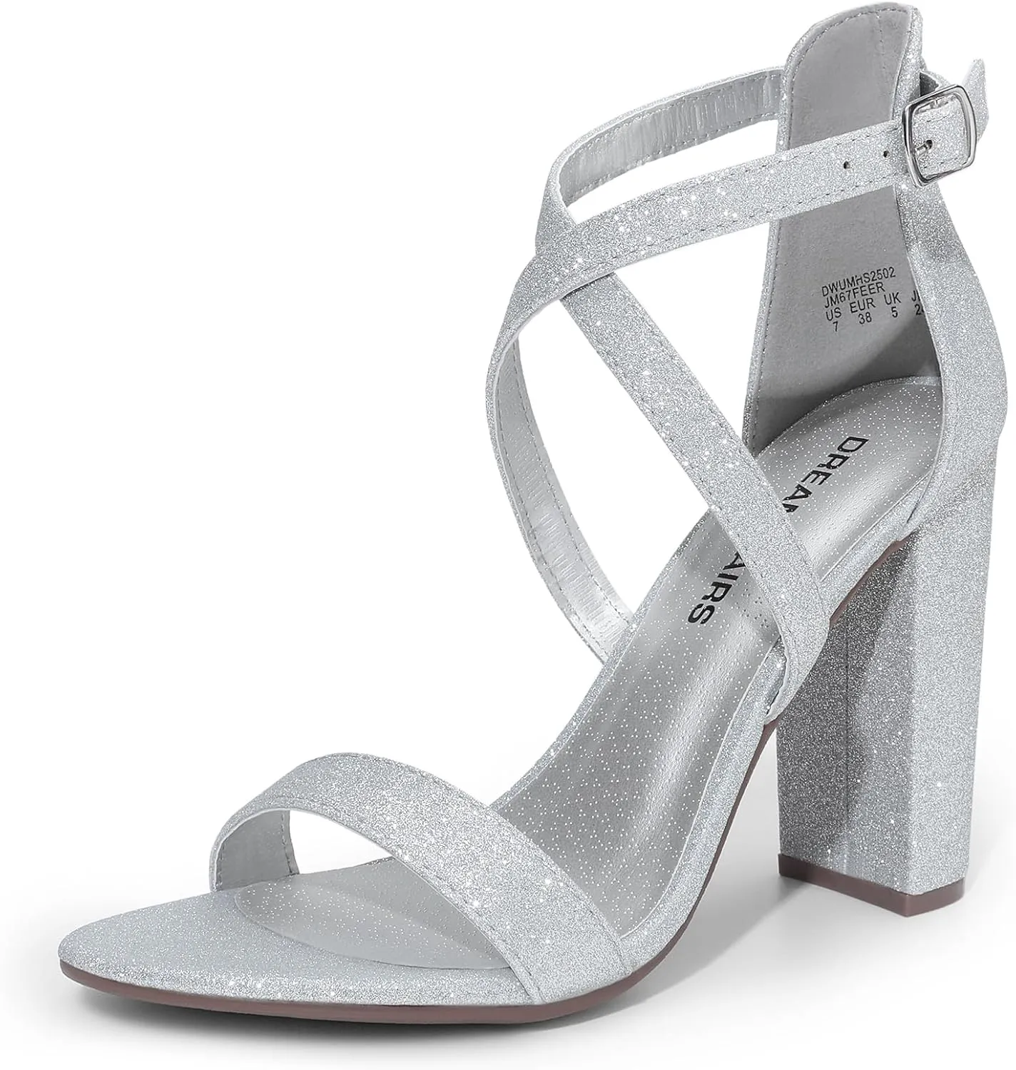 DREAM PAIRS 4 inch High Heels for Women Chunky Block Cross Strap Open Toe Dress Sandals for Wedding Bridal Evening Homecoming Prom