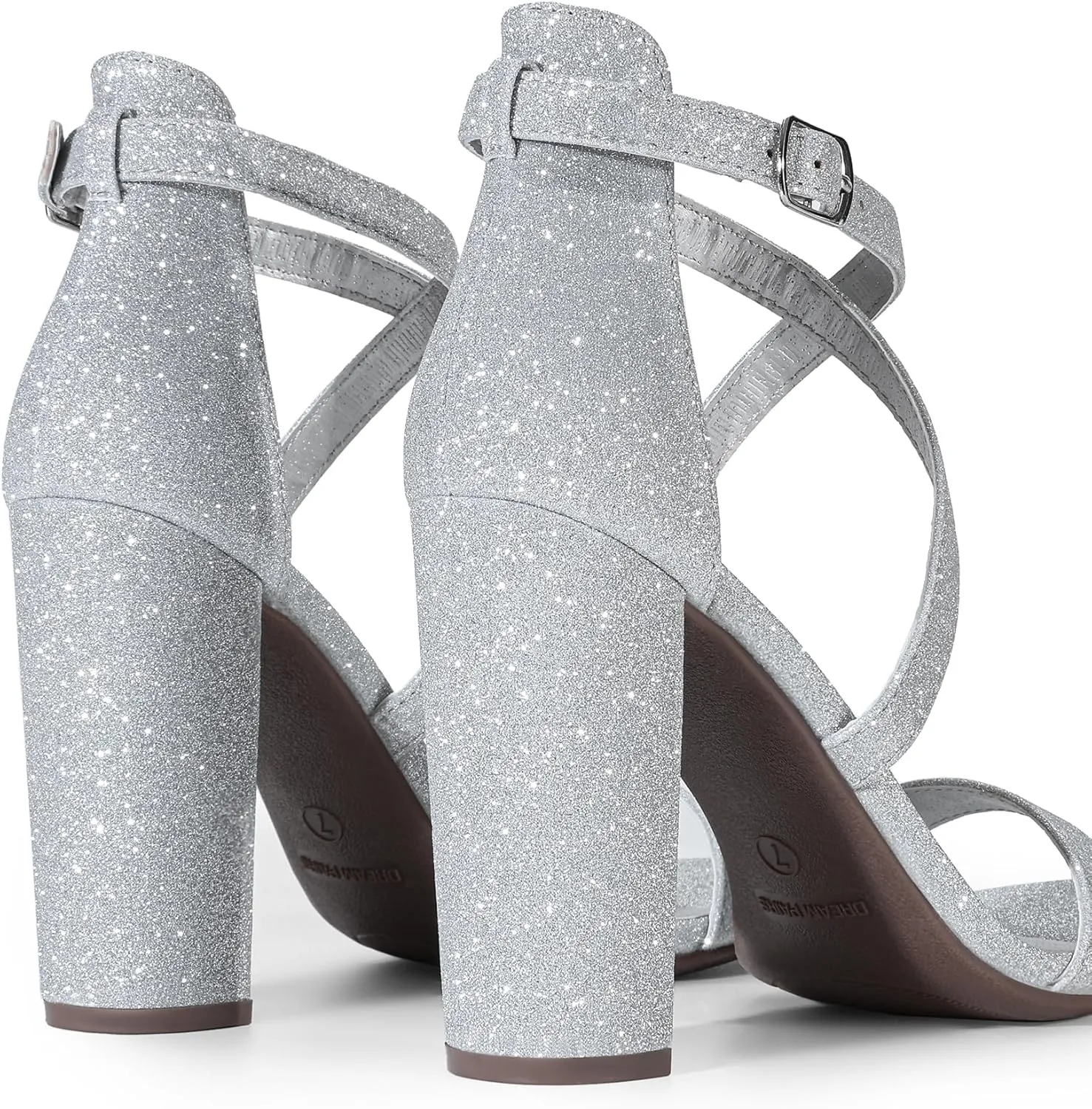 DREAM PAIRS 4 inch High Heels for Women Chunky Block Cross Strap Open Toe Dress Sandals for Wedding Bridal Evening Homecoming Prom