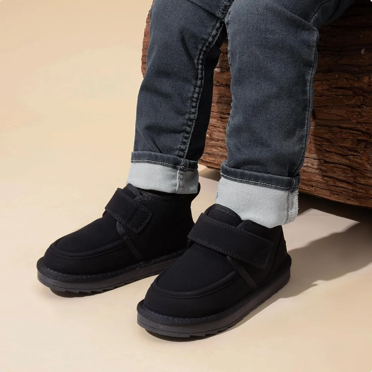 DREAM PAIRS Boys Boots Kids Girls Winter Warm Faux Fur Walking Ankle Boots FuzzyGo Kid's Cozy Tap for Toddler/Little Kid
