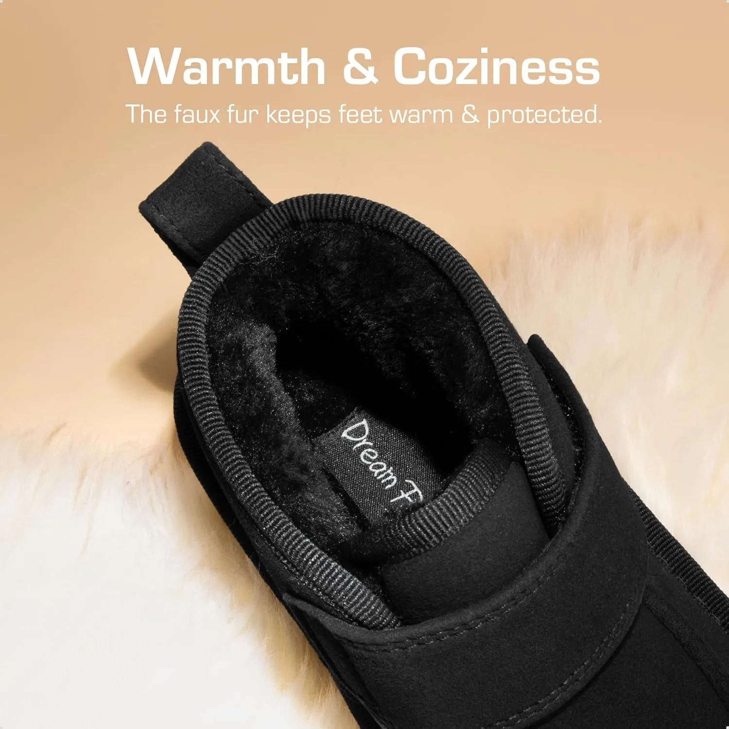 DREAM PAIRS Boys Boots Kids Girls Winter Warm Faux Fur Walking Ankle Boots FuzzyGo Kid's Cozy Tap for Toddler/Little Kid