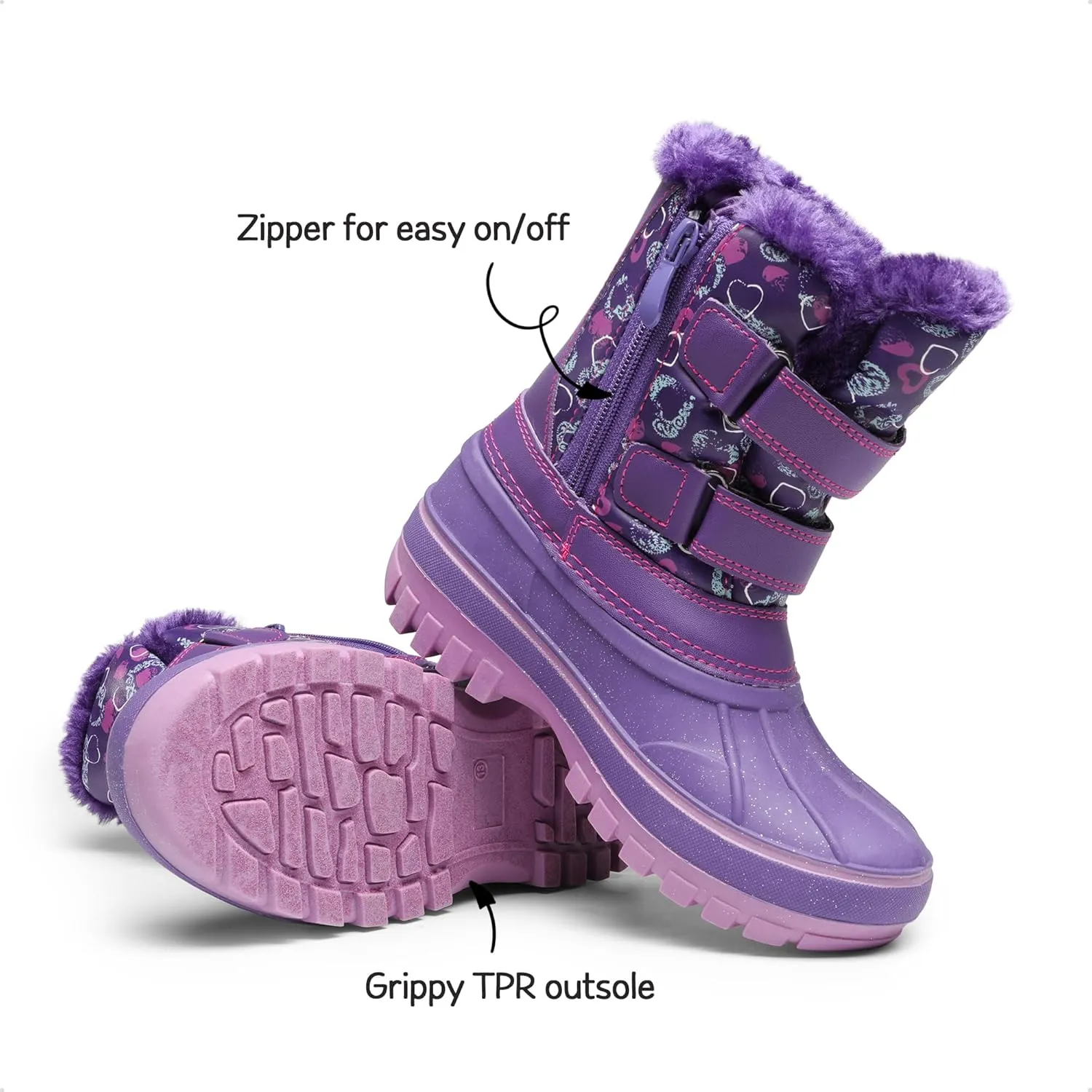 DREAM PAIRS Boys Girls Snow Boots Water-Resistant Outdoor Sport Warm Cozy Anti-Slip Cute Ankle Winter Shoes for Toddler/Little/Big Kid
