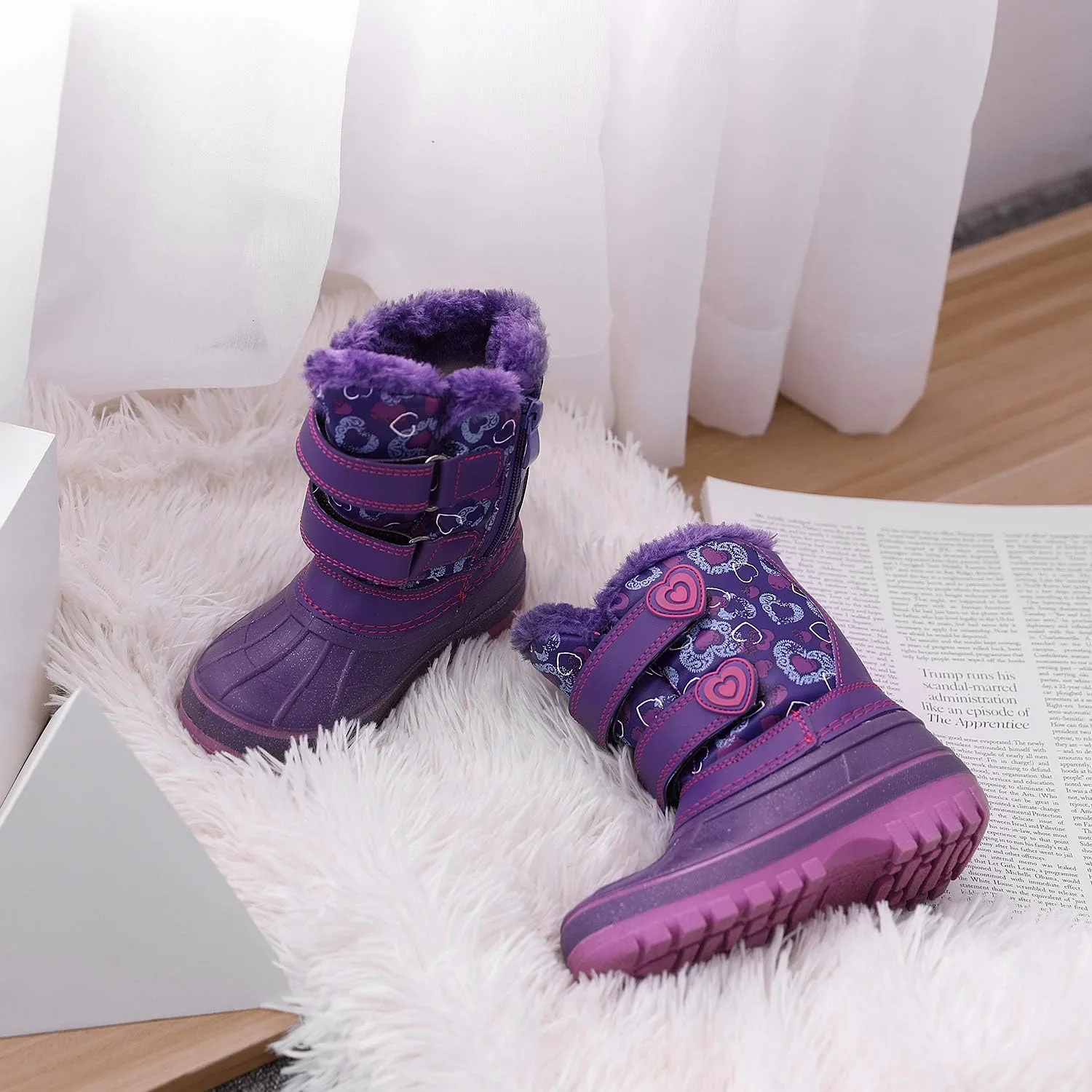 DREAM PAIRS Boys Girls Snow Boots Water-Resistant Outdoor Sport Warm Cozy Anti-Slip Cute Ankle Winter Shoes for Toddler/Little/Big Kid