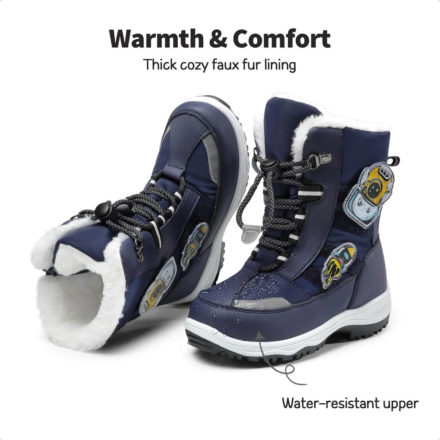 DREAM PAIRS Boys Toddler Snow Boots Interchangeable Accessories Slip Resistant Faux Fur Lined Mid Calf Little Kids Winter Shoes