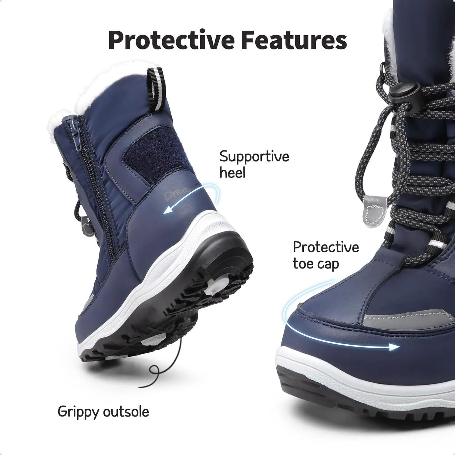 DREAM PAIRS Boys Toddler Snow Boots Interchangeable Accessories Slip Resistant Faux Fur Lined Mid Calf Little Kids Winter Shoes