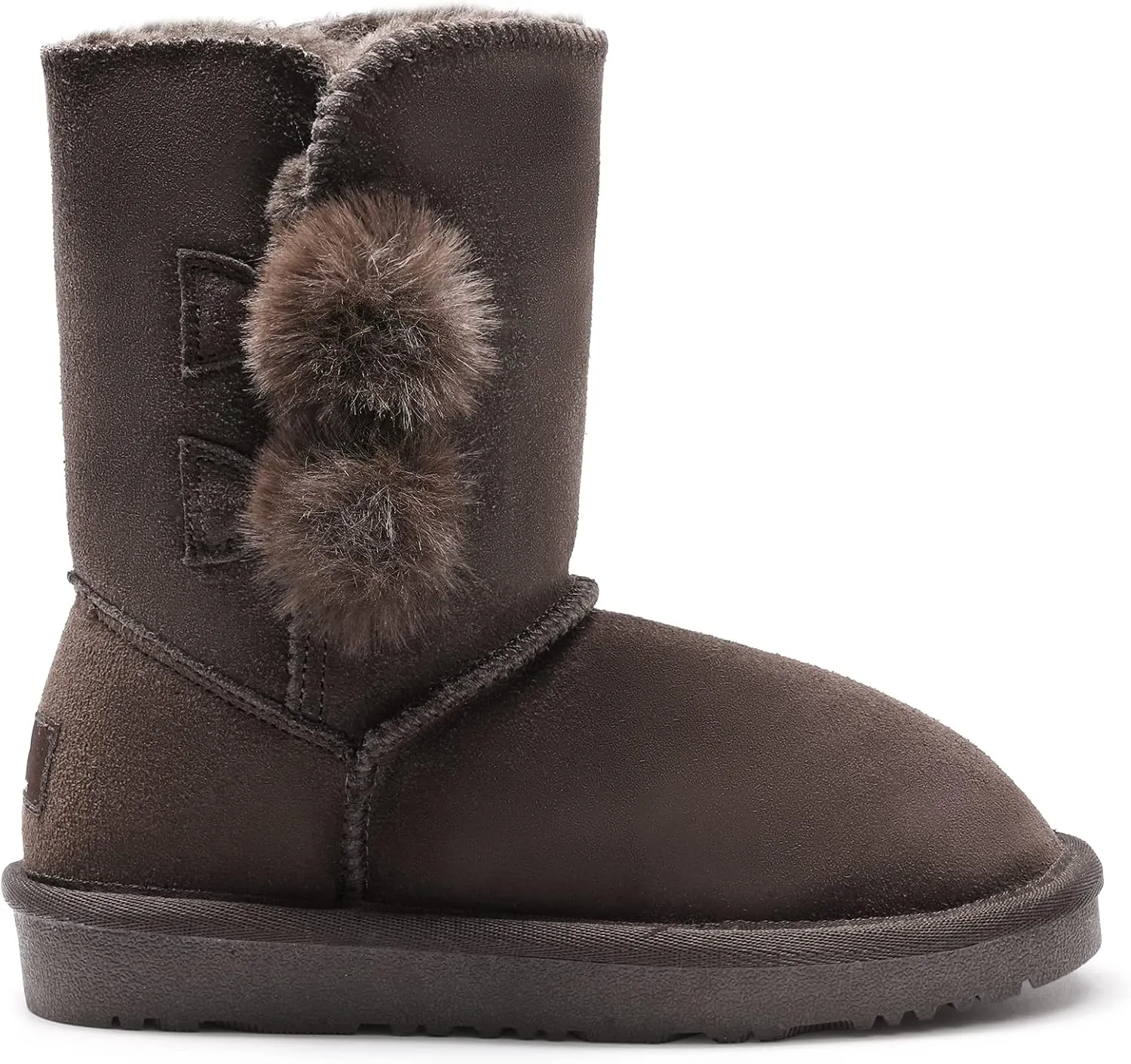 DREAM PAIRS Girls Boots Kids Boys Winter Snow Suede Mid Calf Boots Faux Fur Lined FuzzyChic Kid's Lolly for Little Kid/Big Kid