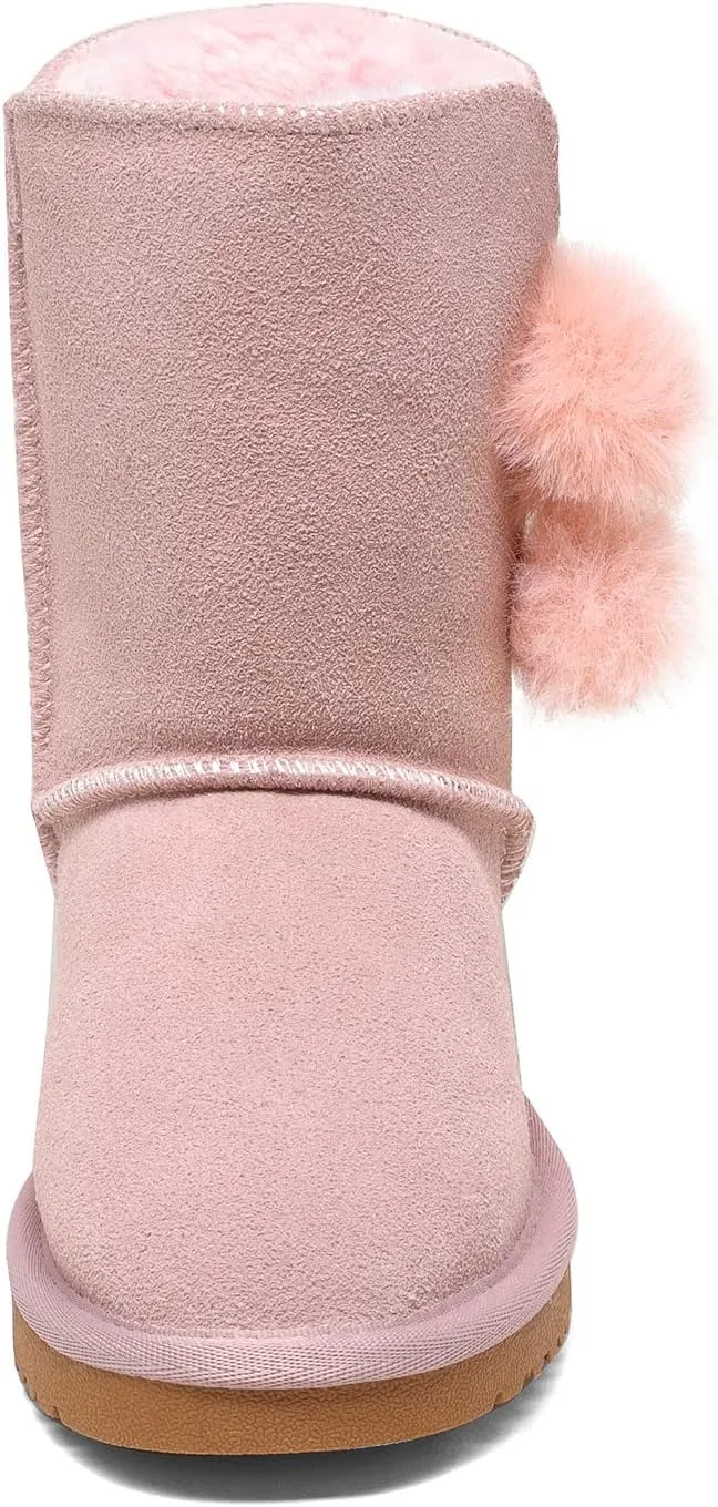 DREAM PAIRS Girls Boots Kids Boys Winter Snow Suede Mid Calf Boots Faux Fur Lined FuzzyChic Kid's Lolly for Little Kid/Big Kid