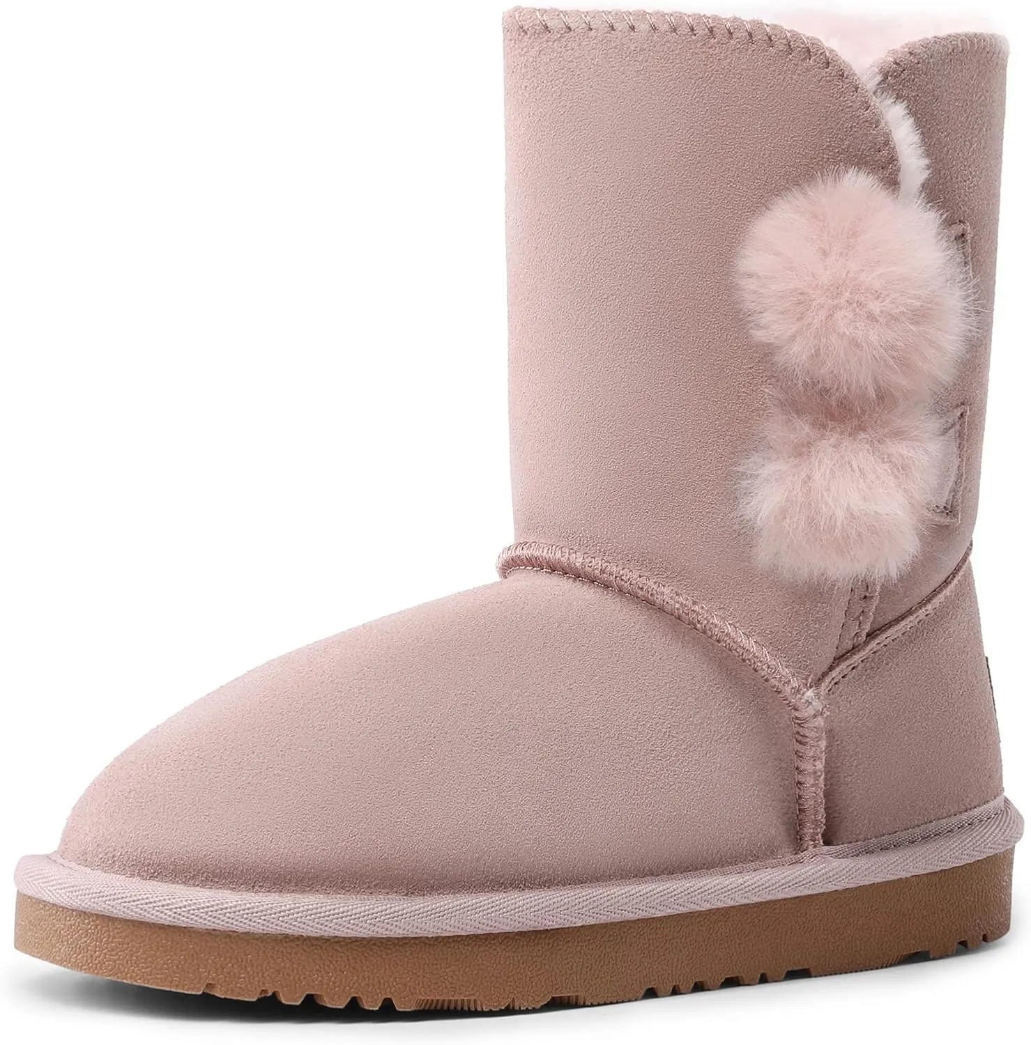 DREAM PAIRS Girls Boots Kids Boys Winter Snow Suede Mid Calf Boots Faux Fur Lined FuzzyChic Kid's Lolly for Little Kid/Big Kid