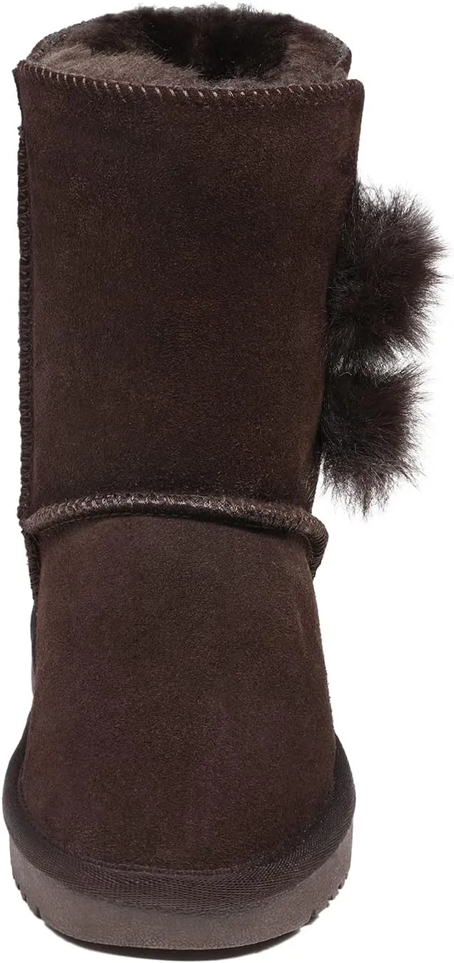 DREAM PAIRS Girls Boots Kids Boys Winter Snow Suede Mid Calf Boots Faux Fur Lined FuzzyChic Kid's Lolly for Little Kid/Big Kid