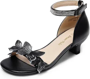 DREAM PAIRS Lace Up Low Heel Sandals for Girls Ankle Strap Dress Pump Strappy Gladiator Wedding Party Shoes for Little Kid/Big Kid