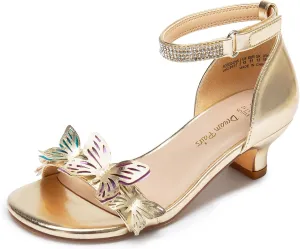 DREAM PAIRS Lace Up Low Heel Sandals for Girls Ankle Strap Dress Pump Strappy Gladiator Wedding Party Shoes for Little Kid/Big Kid