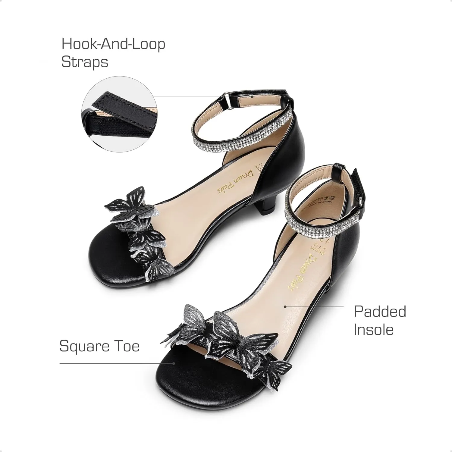 DREAM PAIRS Lace Up Low Heel Sandals for Girls Ankle Strap Dress Pump Strappy Gladiator Wedding Party Shoes for Little Kid/Big Kid
