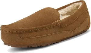 DREAM PAIRS Men's House Slippers Moccasin Indoor Outdoor Fuzzy Furry Loafers Suede Leather Warm Comfortable Shoes