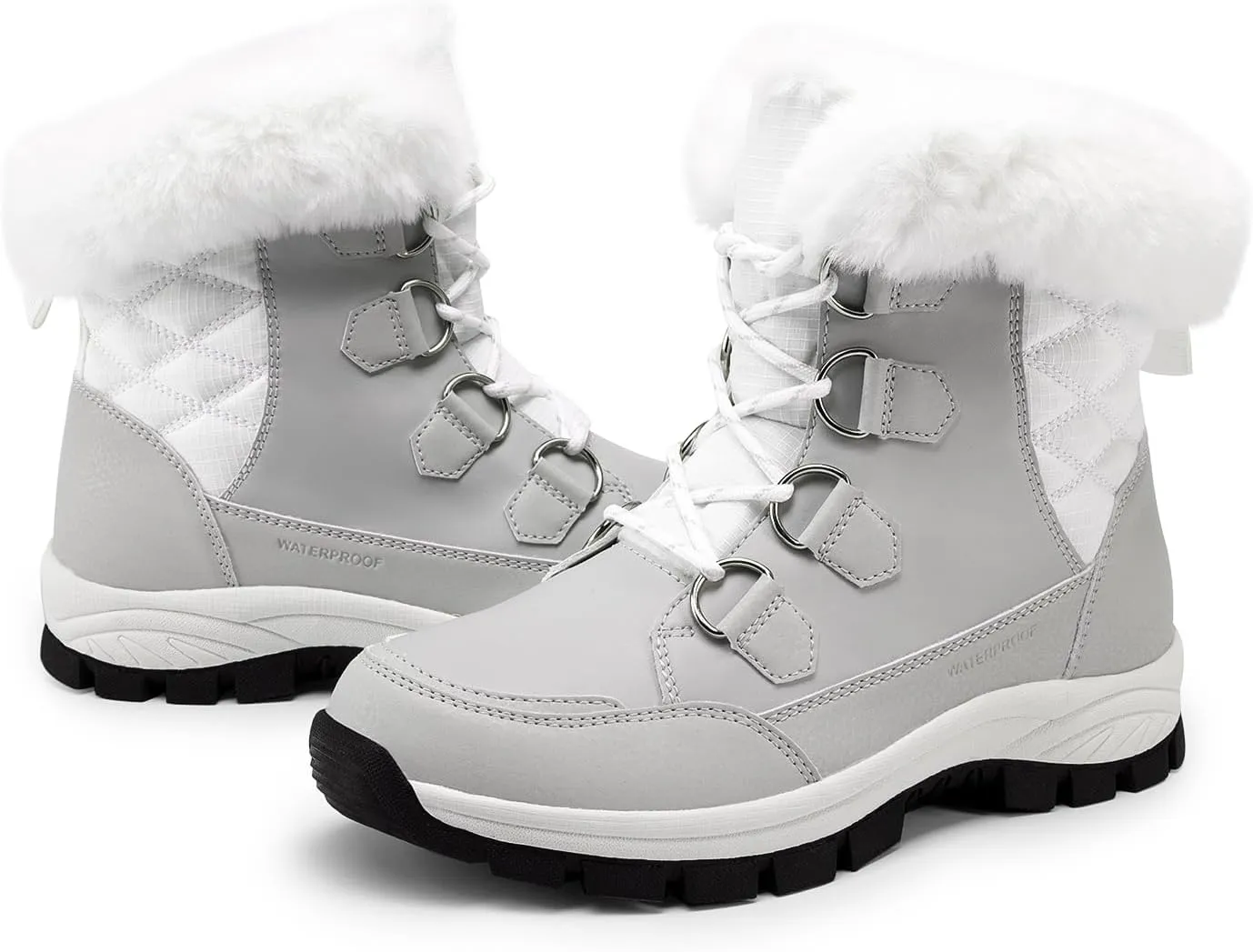 DREAM PAIRS Waterproof Snow Boots for Women, Faux Fur Cozy Warm Insulated Winter Boots Lace Up Mid-Calf Outdoor Shoes for Walking Hiking