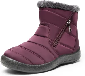 DREAM PAIRS Winter Boots for Women Warm Fur Lined with Zipper Flat Ankle Boots Comfortable Lightweight Outdoor Indoor Booties