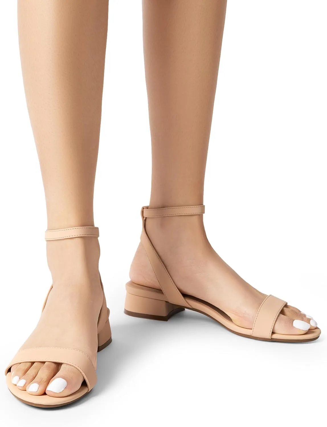 DREAM PAIRS Women Black White Nude Clear Sandals Low Heel Dressy Sandals Ankle Strap Open Toe Chunky Block Heeled Summer Classic Comfortable Flat Shoes