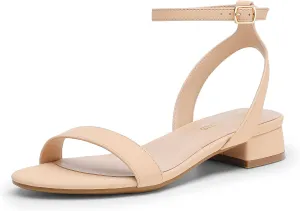DREAM PAIRS Women Black White Nude Clear Sandals Low Heel Dressy Sandals Ankle Strap Open Toe Chunky Block Heeled Summer Classic Comfortable Flat Shoes