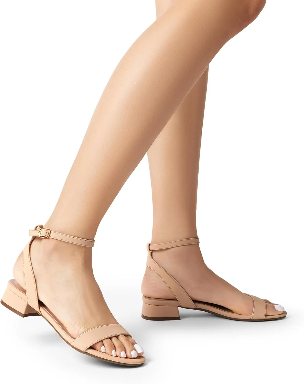 DREAM PAIRS Women Black White Nude Clear Sandals Low Heel Dressy Sandals Ankle Strap Open Toe Chunky Block Heeled Summer Classic Comfortable Flat Shoes