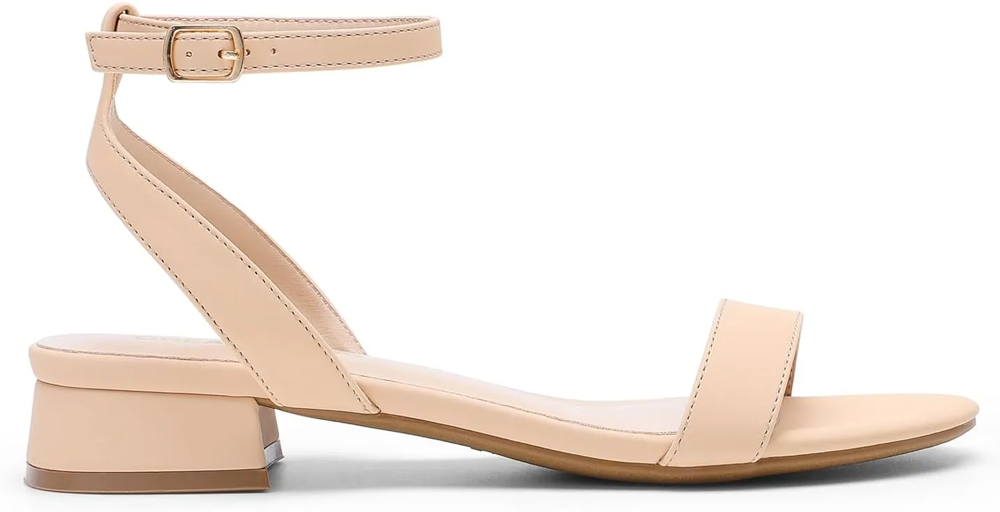 DREAM PAIRS Women Black White Nude Clear Sandals Low Heel Dressy Sandals Ankle Strap Open Toe Chunky Block Heeled Summer Classic Comfortable Flat Shoes