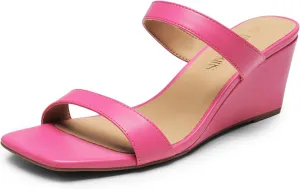 DREAM PAIRS Women Slides Wedge Sandals Square Open Toe Dress Casual Strappy Shoes