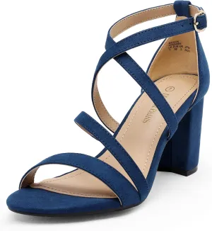 DREAM PAIRS Women’s Ankle Strap Dress Pump Low Chunky Heel Sandals