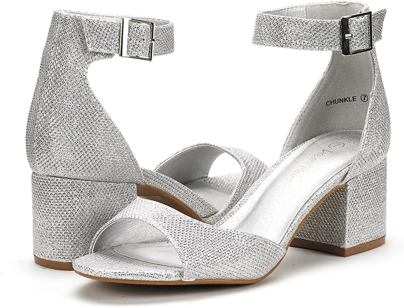 DREAM PAIRS Womens Chunkle Low Heel Pump Ankle Strap Dress Sandal