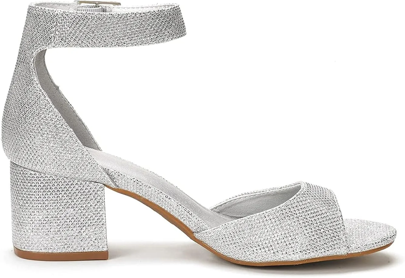 DREAM PAIRS Womens Chunkle Low Heel Pump Ankle Strap Dress Sandal