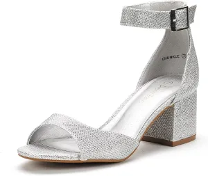 DREAM PAIRS Womens Chunkle Low Heel Pump Ankle Strap Dress Sandal