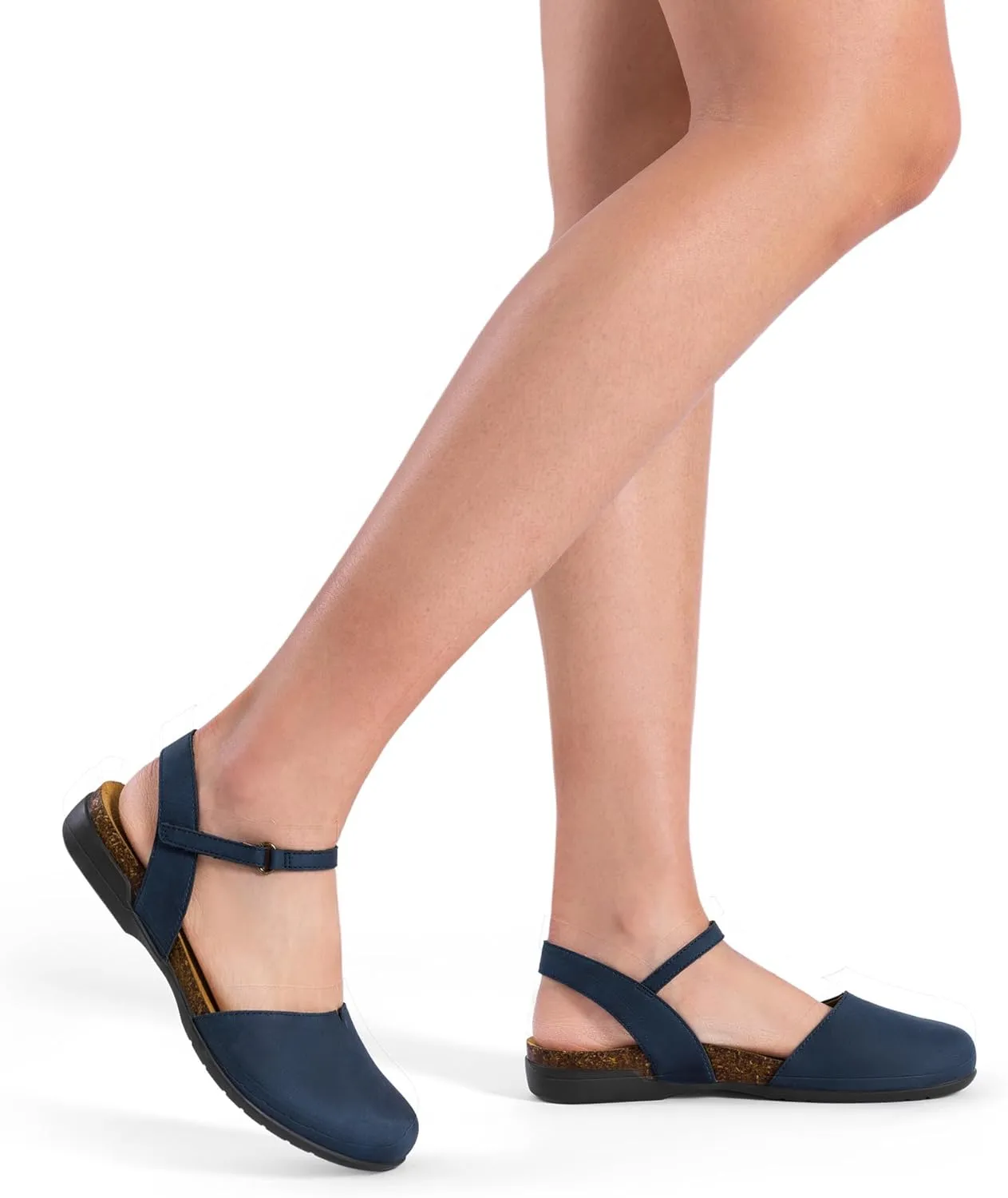DREAM PAIRS Women's Closed Toe Sandals Arch Support Comfort Cork Footbed Flat Sandals Summer Shoes