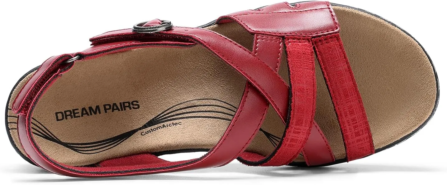 DREAM PAIRS Women's Comfortable Arch Support Wedge Sandals Open Toe Summer Walking Shoe