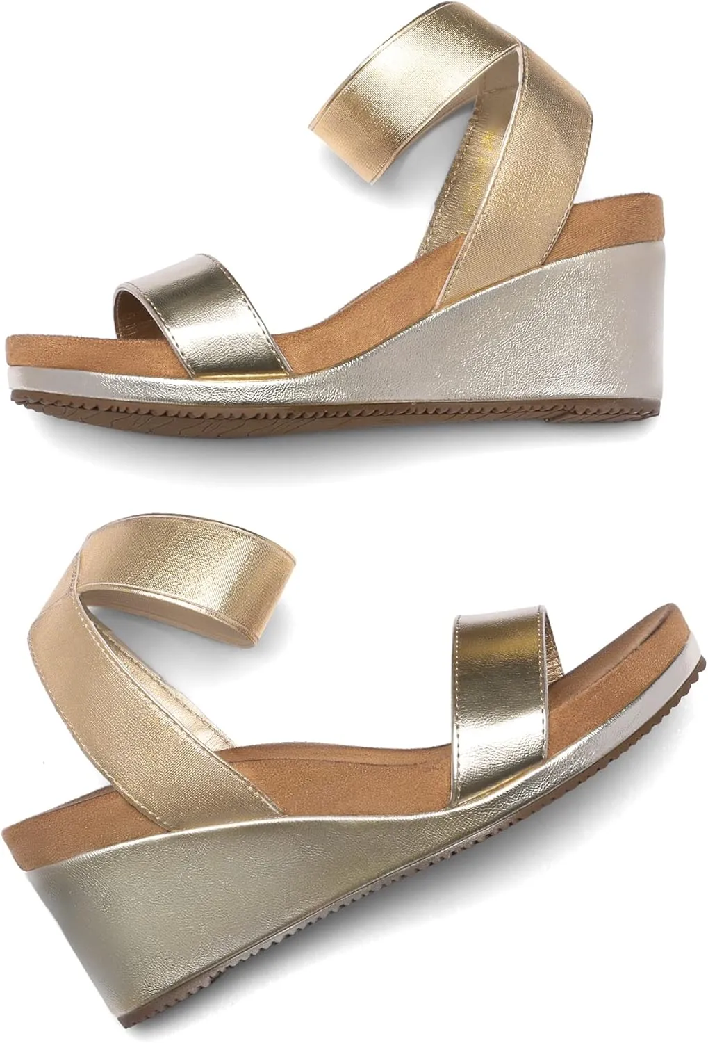 DREAM PAIRS Womens Elastic Ankle Strap Open Toe Platform Wedge Sandals Comfortable Summer Shoes