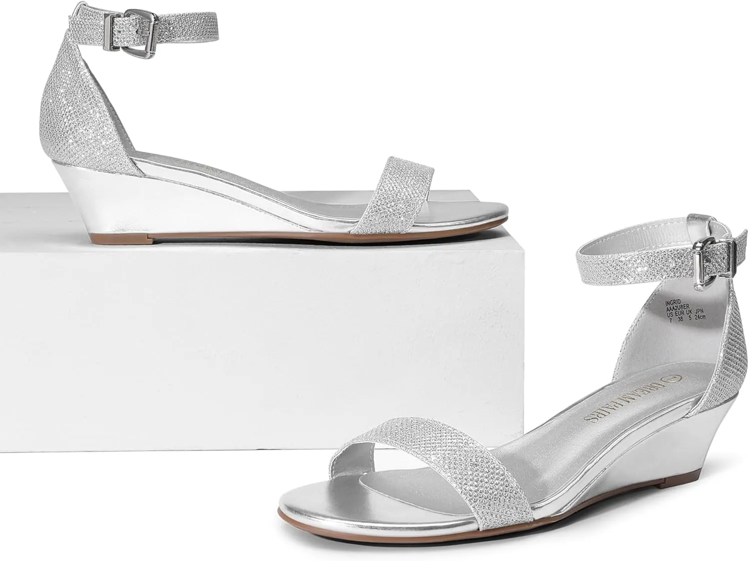 DREAM PAIRS Women's Ingrid Ankle Strap Low Wedge Sandal