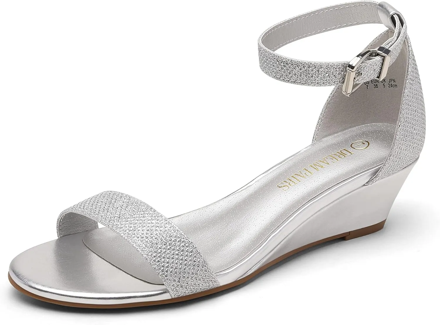 DREAM PAIRS Women's Ingrid Ankle Strap Low Wedge Sandal
