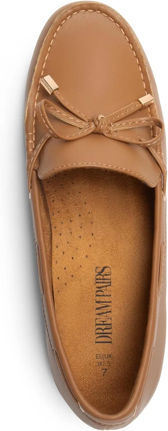 DREAM PAIRS Women's Loafers Comfortable Dressy Slip-on Business Casual Work Shoes Bow-Knot Office Driving Round Toe Flats Loafers