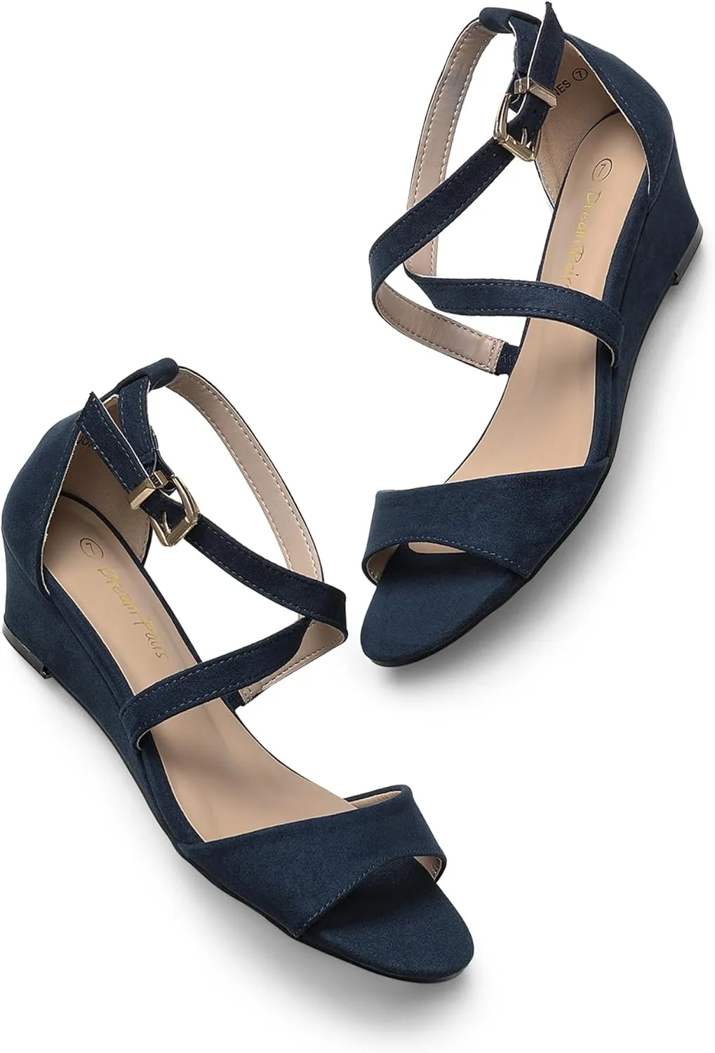 DREAM PAIRS Women's Low Wedge Sandals Ankle Strap Heel Sandal Open Toe Wide Dress Summer Shoes