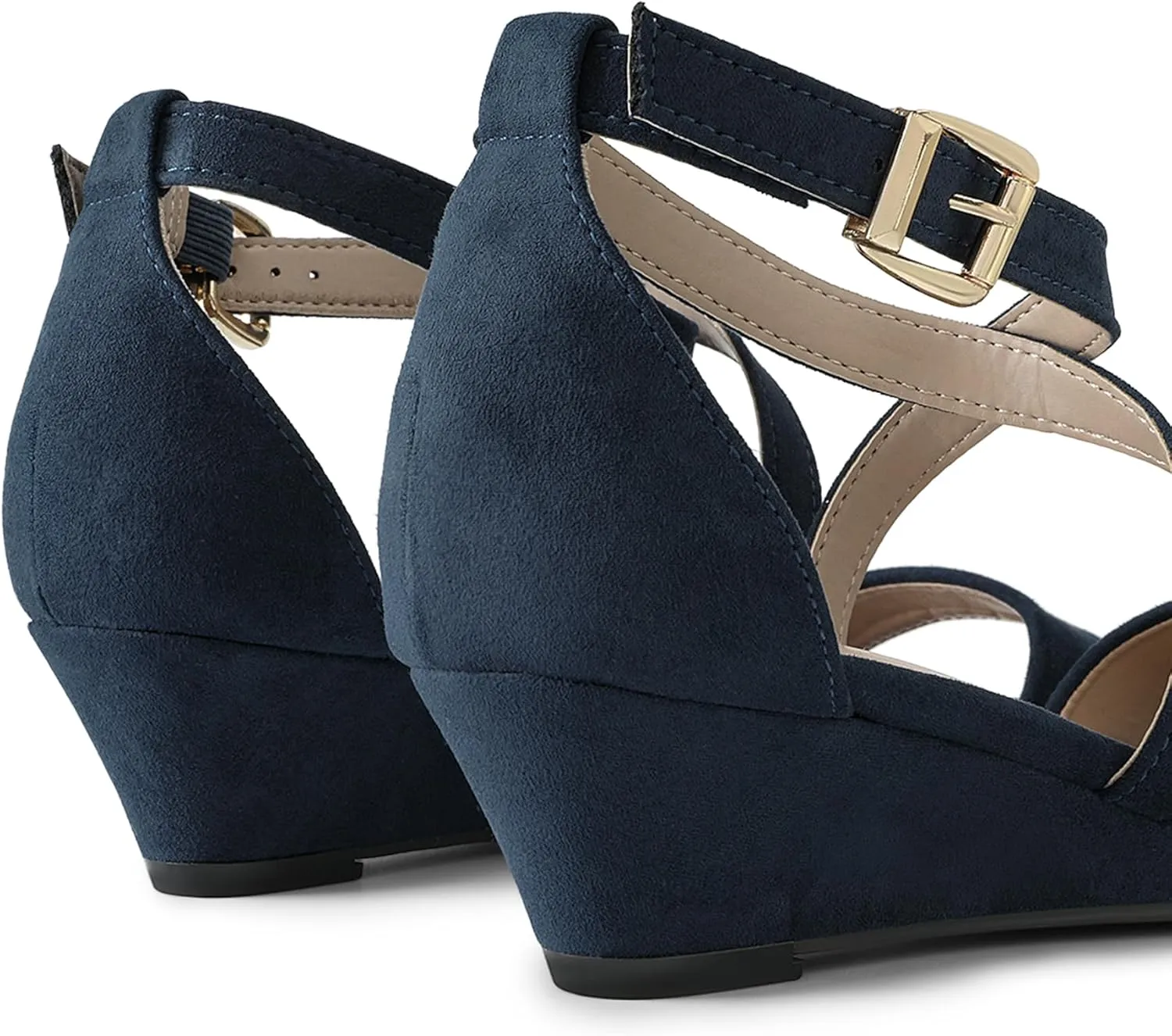 DREAM PAIRS Women's Low Wedge Sandals Ankle Strap Heel Sandal Open Toe Wide Dress Summer Shoes