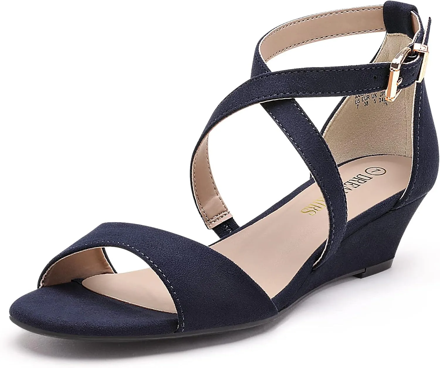 DREAM PAIRS Women's Low Wedge Sandals Ankle Strap Heel Sandal Open Toe Wide Dress Summer Shoes